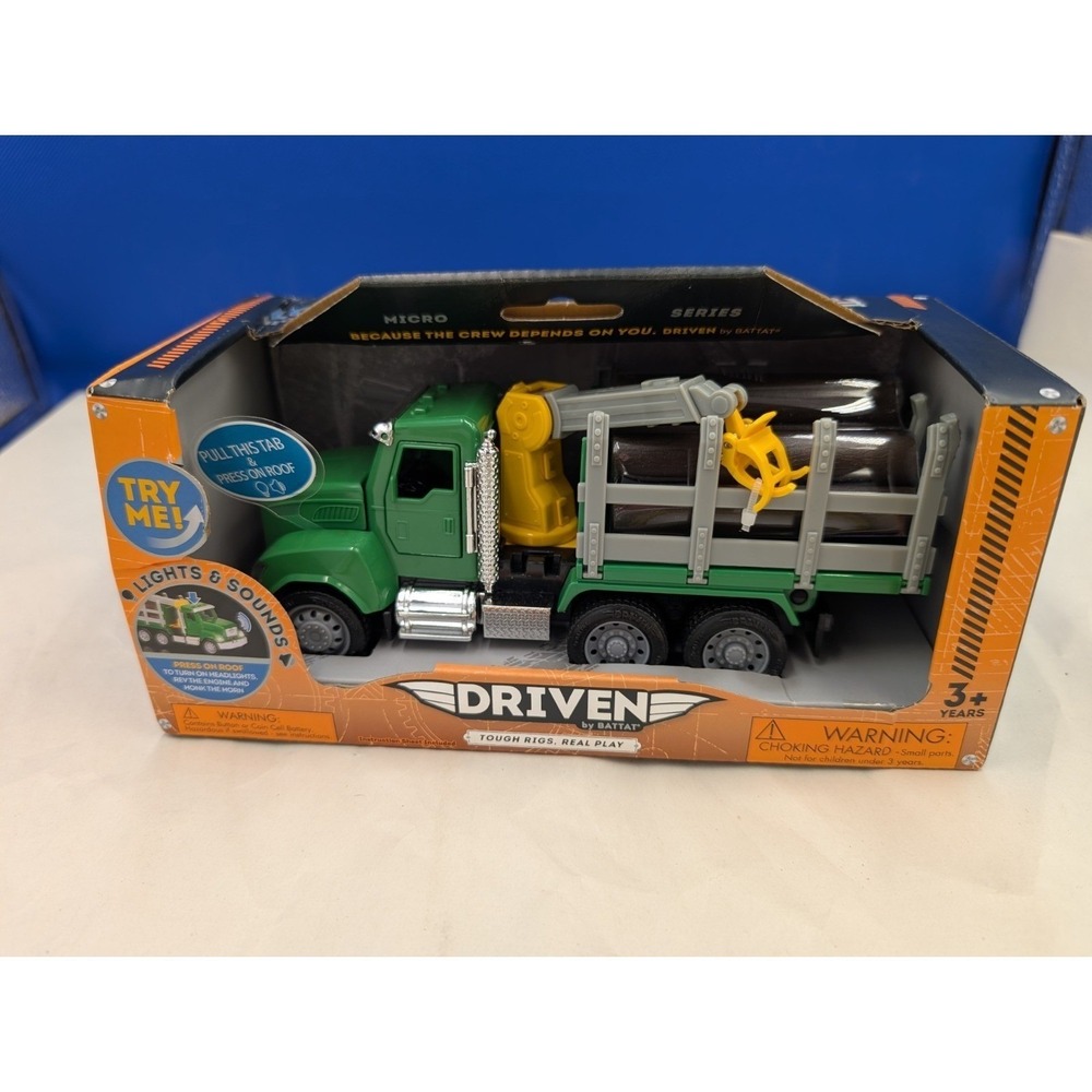 Toy Log Truck W Lights Sounds Driven By Battat Green Micro Tough Rigs 2019
